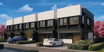 Desain 3D rumah di klaster Southbank, Shila at Sawangan, yang mengutamakan fungsi ruang dengan pencahayaan berlimpah.